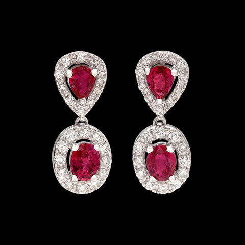 Ruby & Diamond Drop Earrings