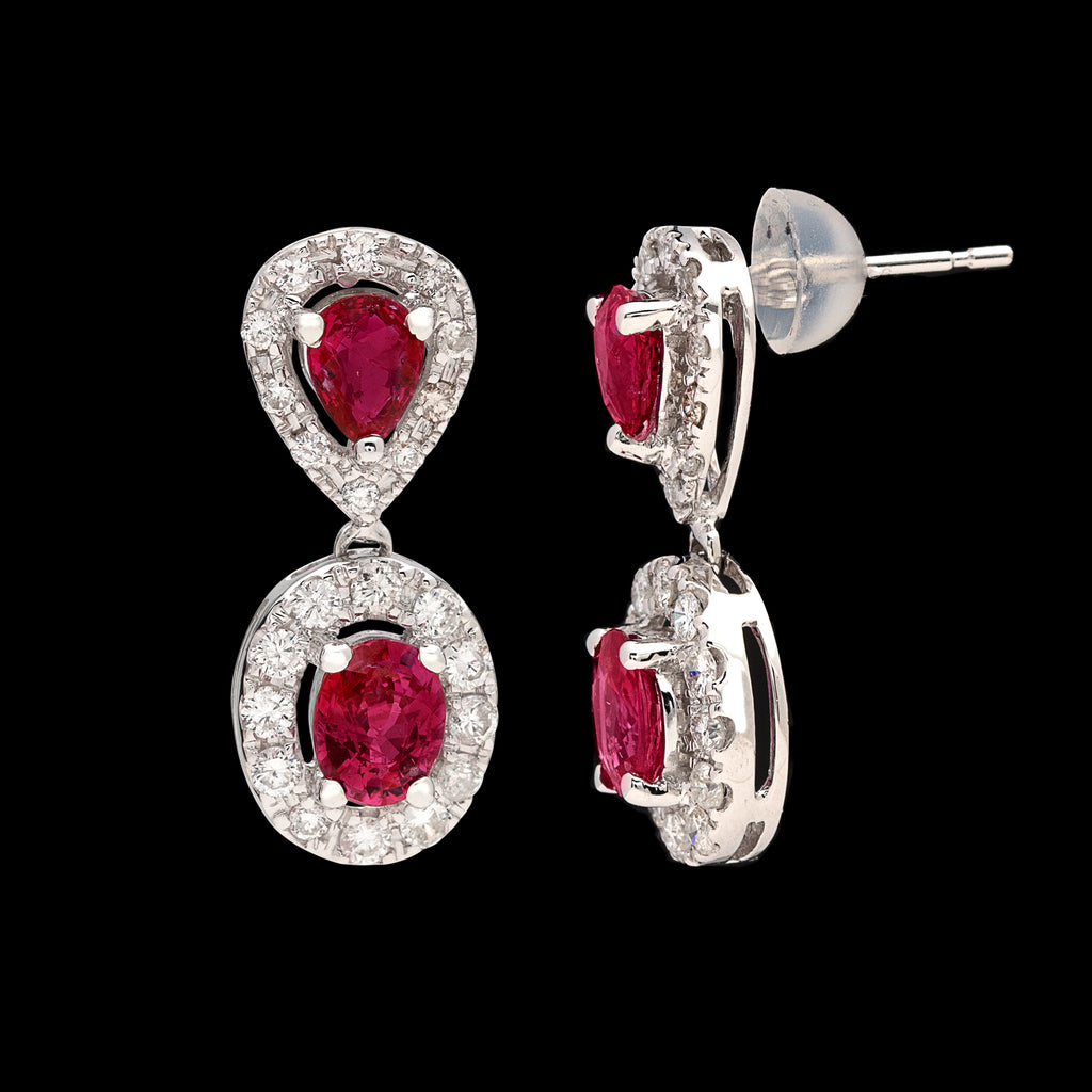 Ruby & Diamond Drop Earrings