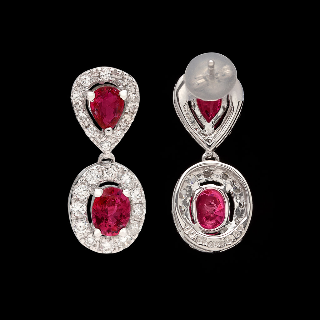 Ruby & Diamond Drop Earrings