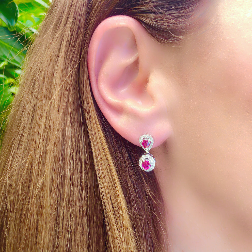 Ruby & Diamond Drop Earrings