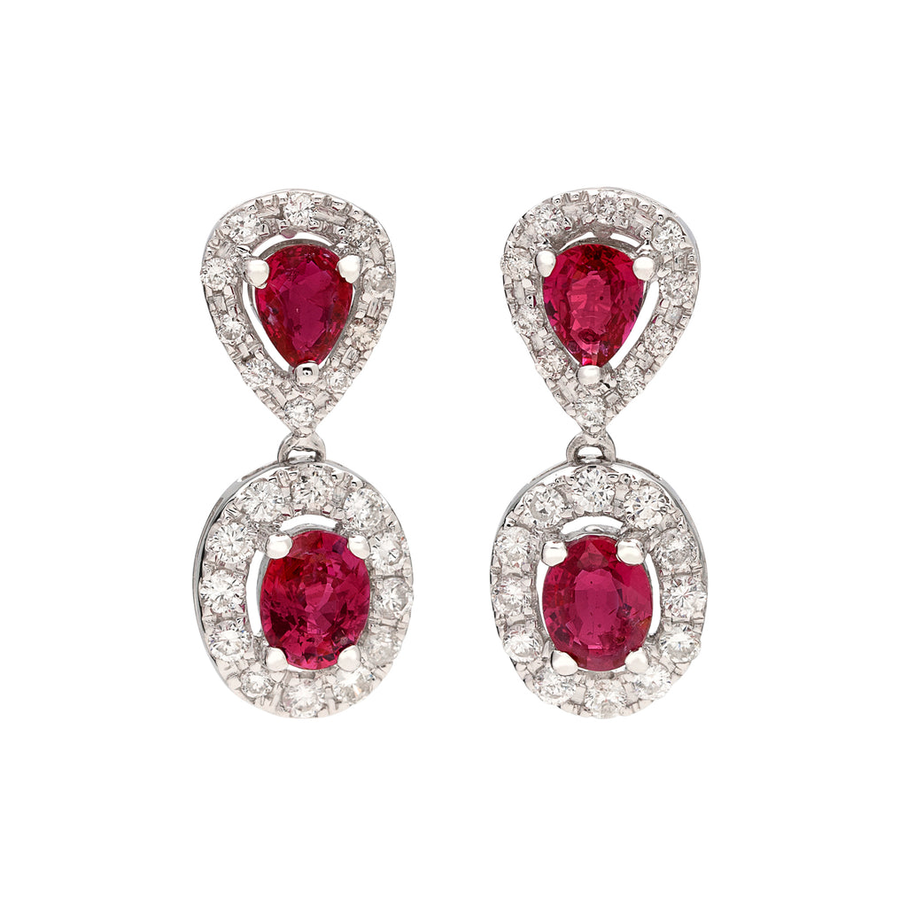 Ruby & Diamond Drop Earrings