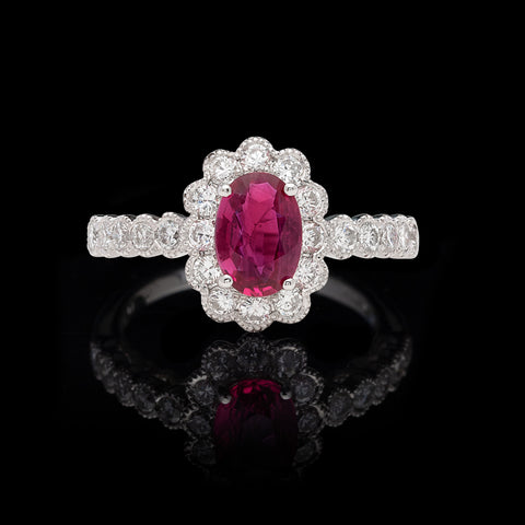 GIA 1.04-cts. Unheated Ruby Diamond Ring