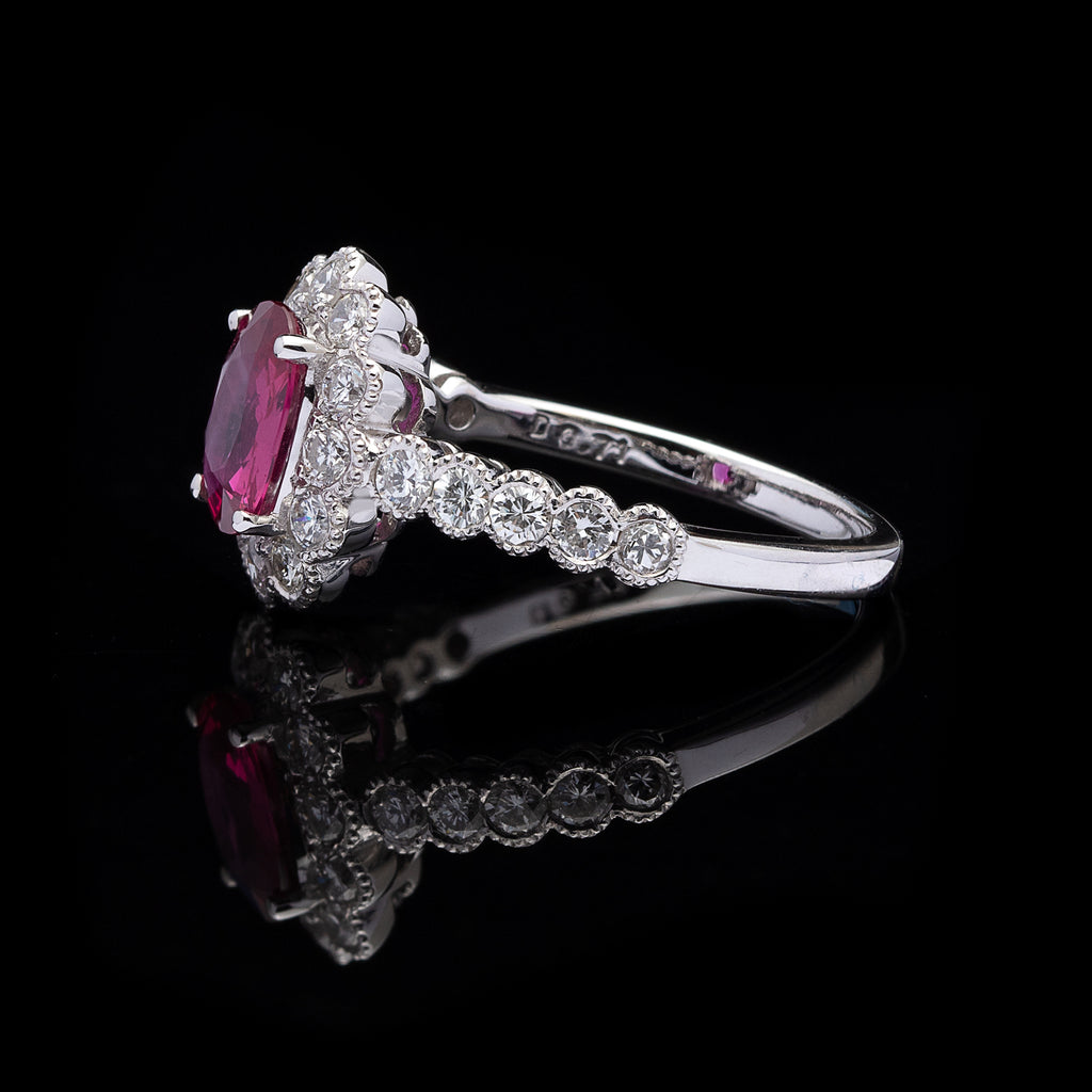 GIA 1.04-cts. Unheated Ruby Diamond Ring