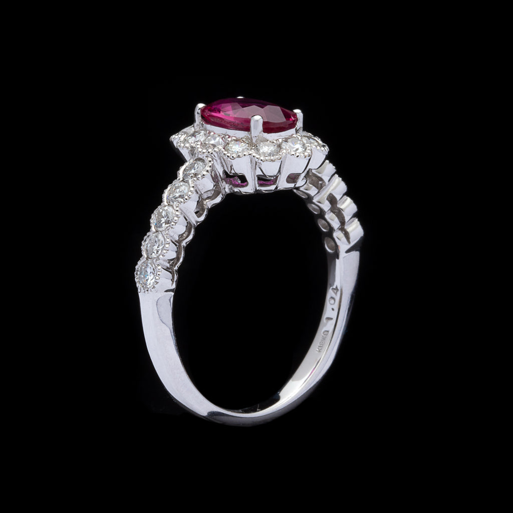 GIA 1.04-cts. Unheated Ruby Diamond Ring