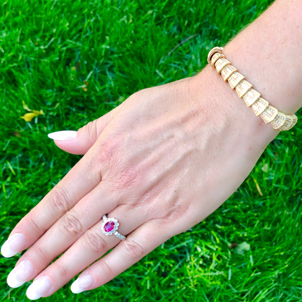 GIA 1.04-cts. Unheated Ruby Diamond Ring