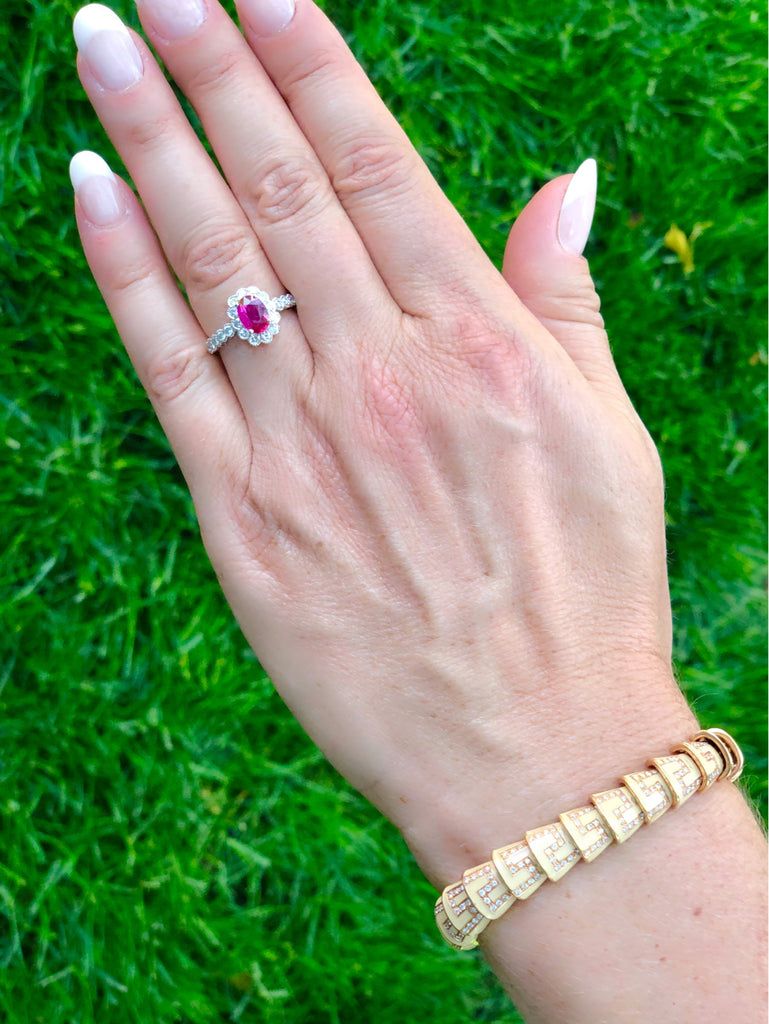 GIA 1.04-cts. Unheated Ruby Diamond Ring