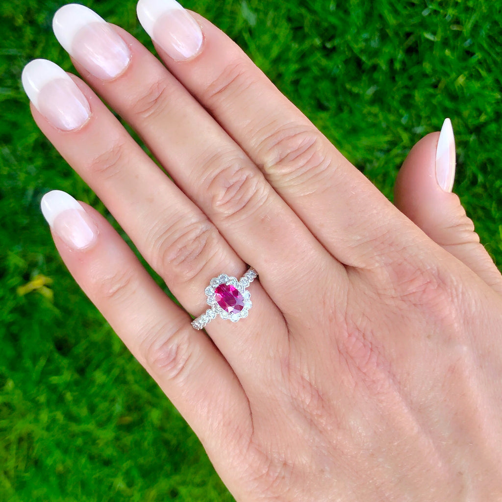 GIA 1.04-cts. Unheated Ruby Diamond Ring