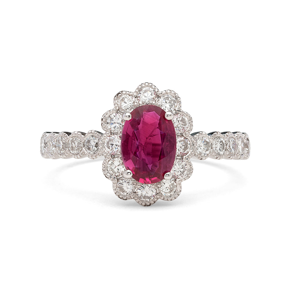GIA 1.04-cts. Unheated Ruby Diamond Ring