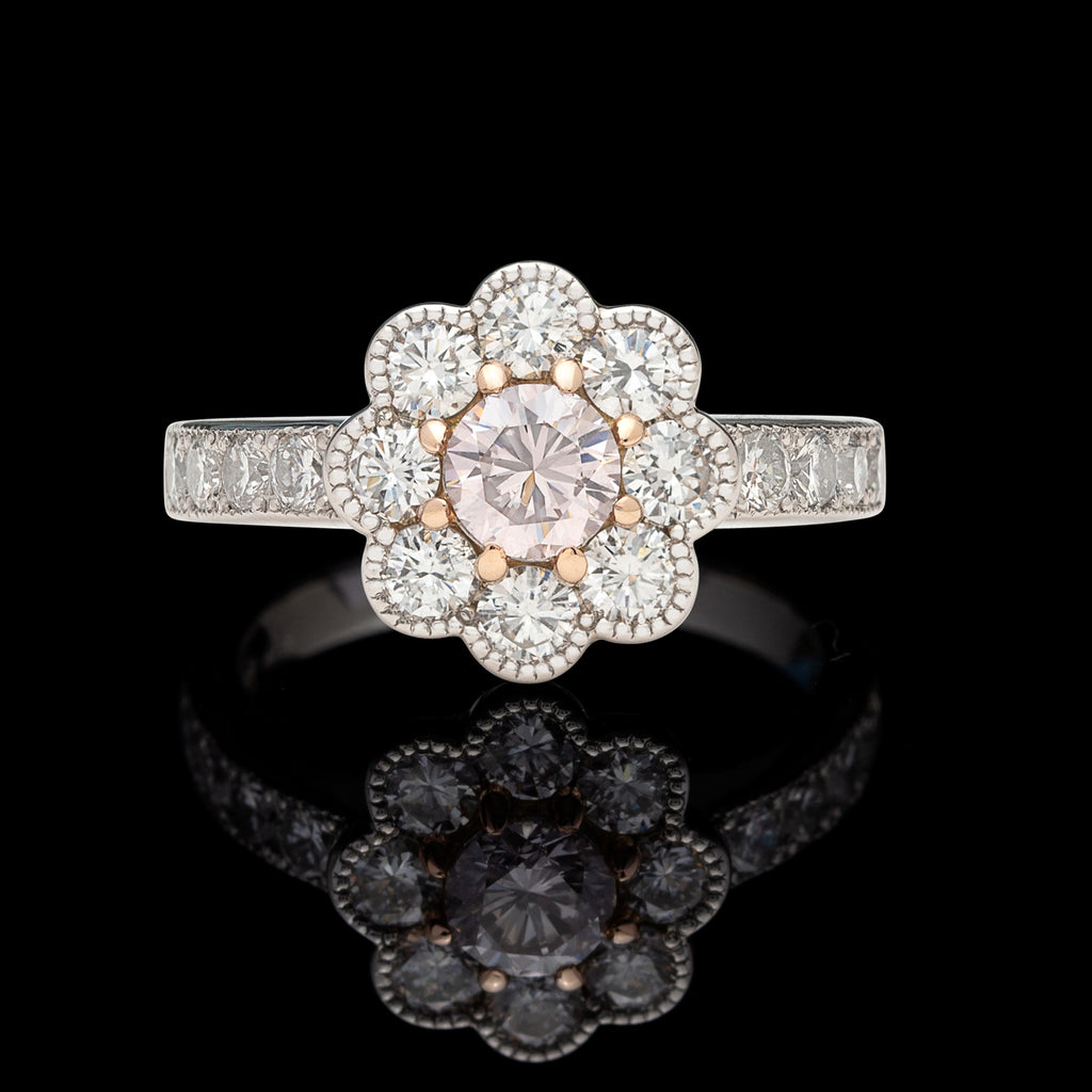 Diamond and Platinum Flower Ring