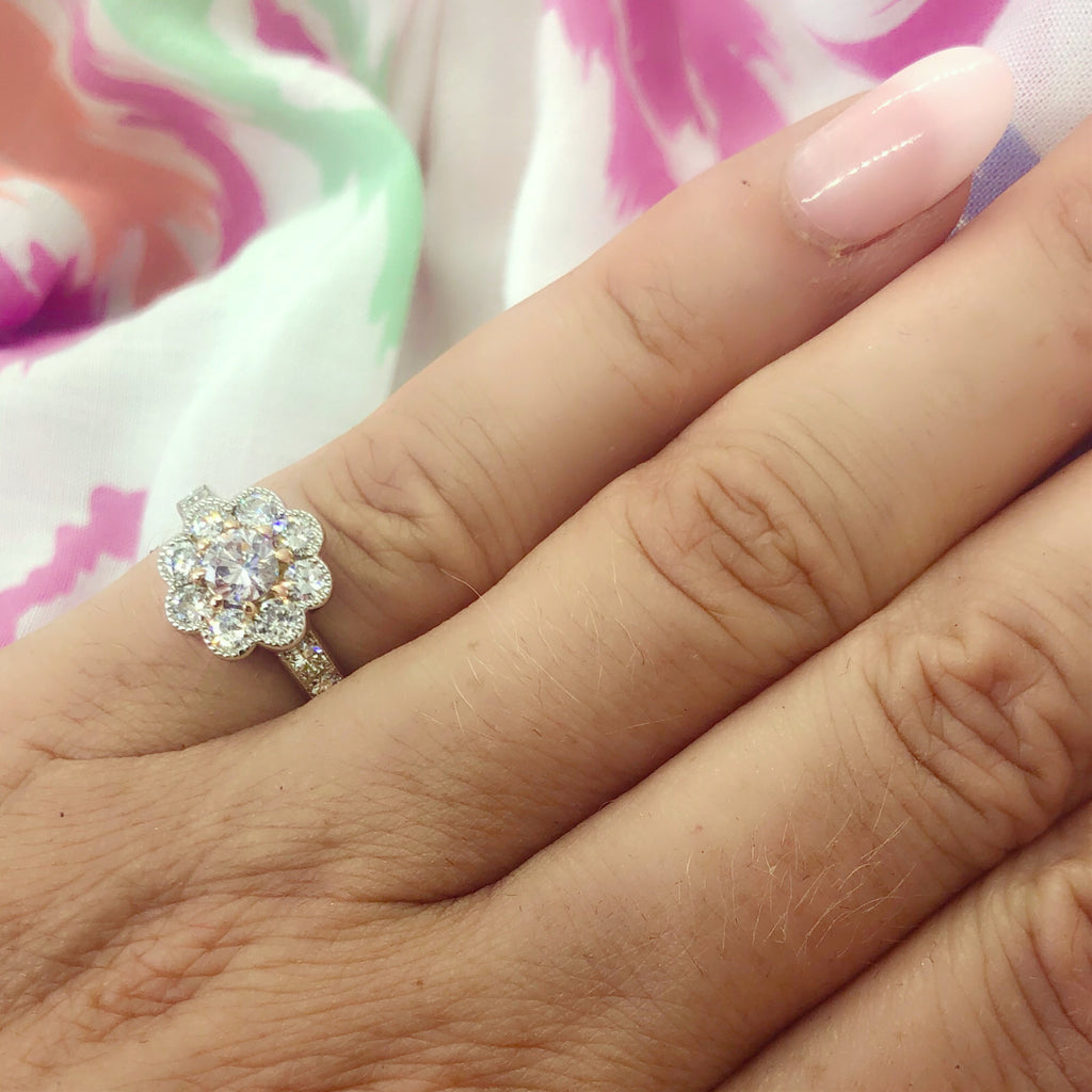 Diamond and Platinum Flower Ring