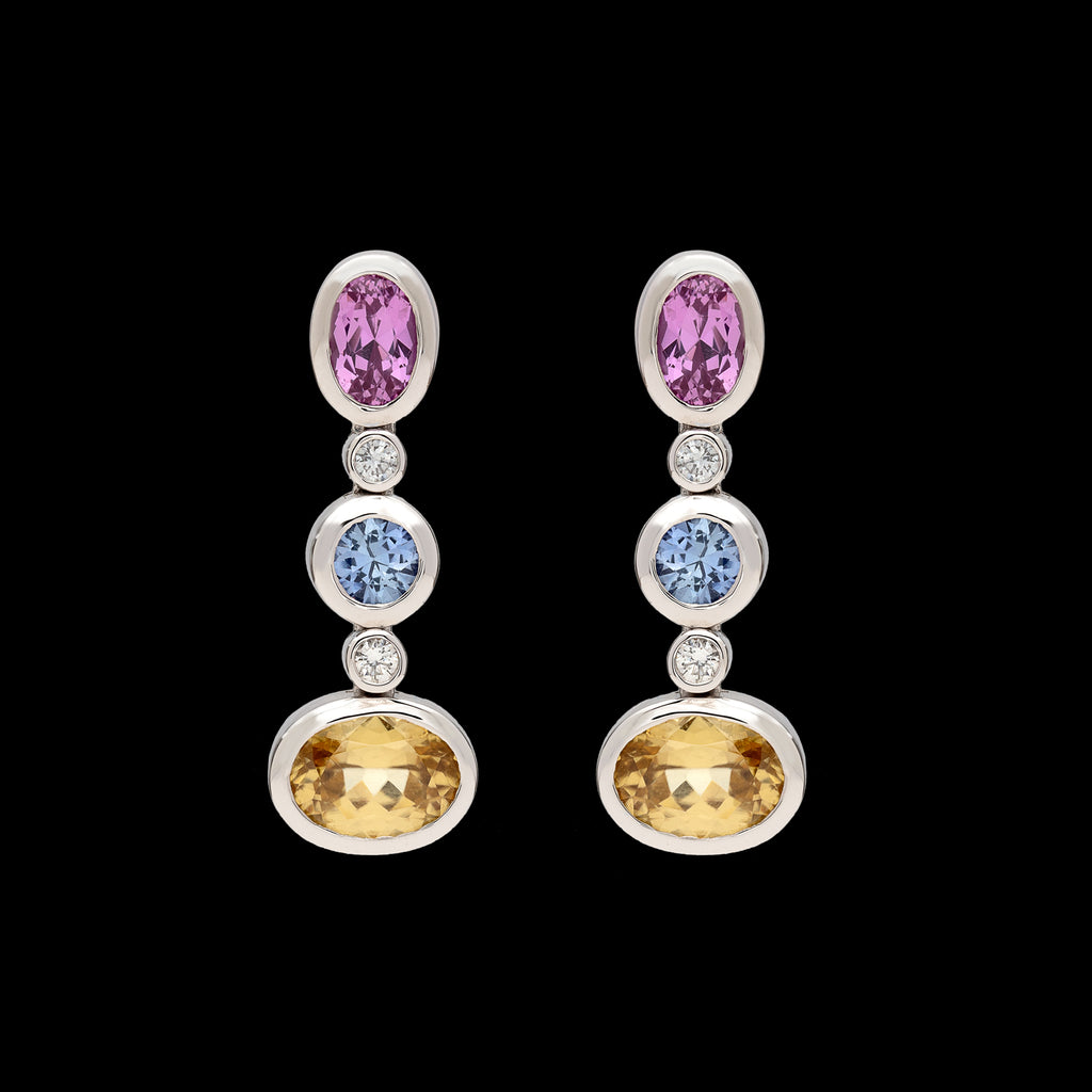 Gubelin Multi-Color Sapphire & Diamond Earrings