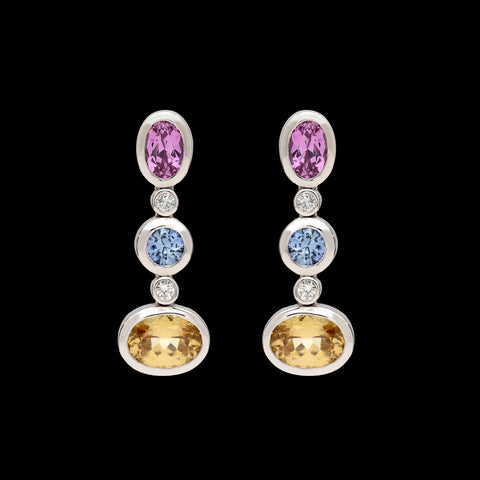Gubelin Multi-Color Sapphire & Diamond Earrings