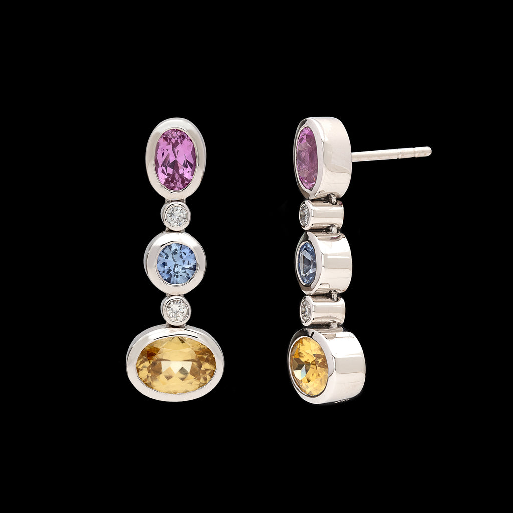 Gubelin Multi-Color Sapphire & Diamond Earrings