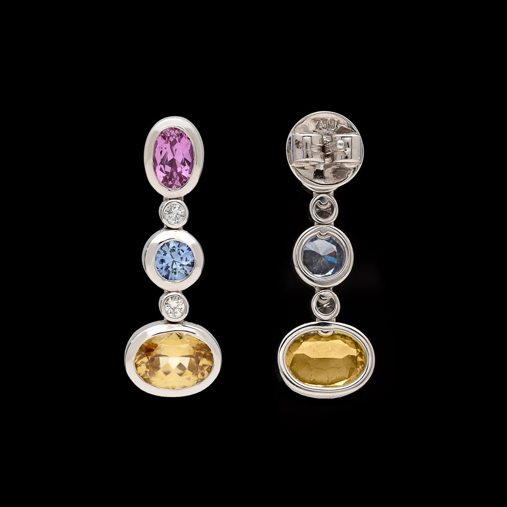Gubelin Multi-Color Sapphire & Diamond Earrings