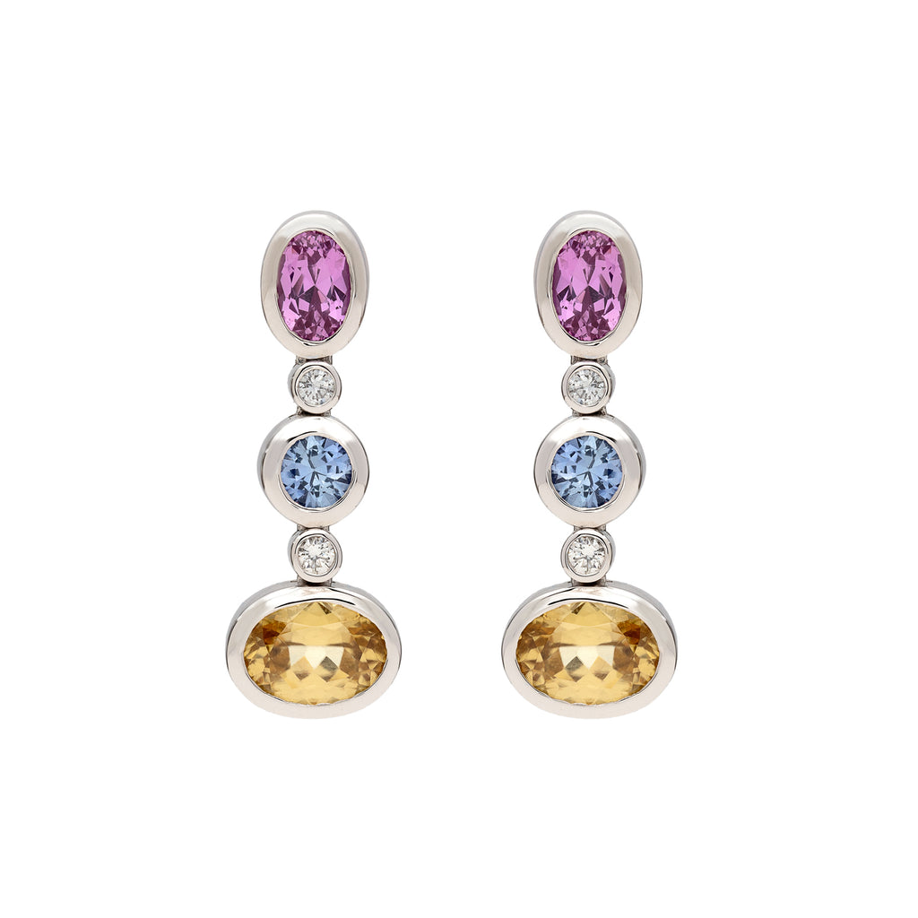 Gubelin Multi-Color Sapphire & Diamond Earrings