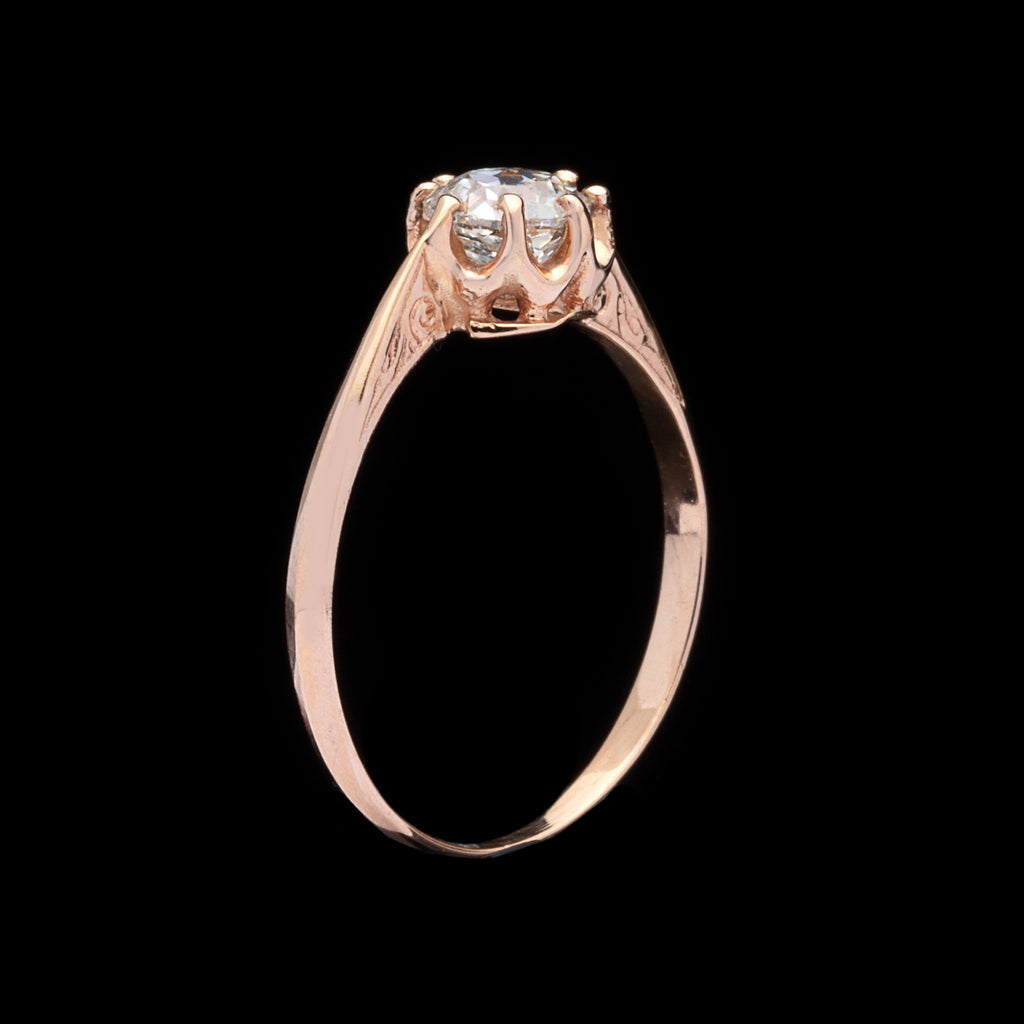 Rose Gold Crown Jubilee Cut Diamond Ring