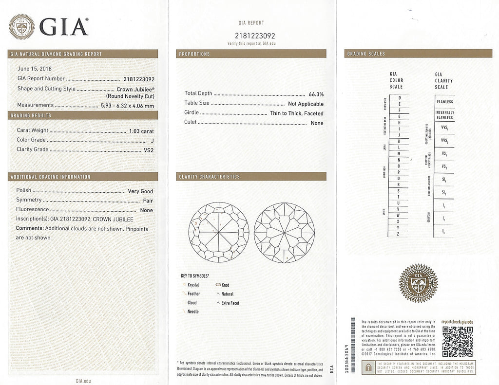 1.03 carat Crown Jubilee Cut Diamond Ring