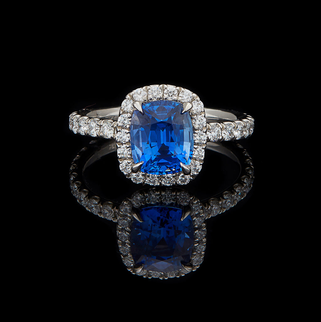 Unheated Ceylon Sapphire & Diamond Ring