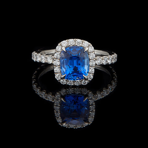 Unheated Ceylon Sapphire & Diamond Ring