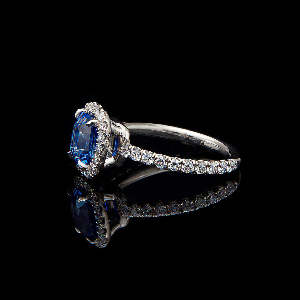 Unheated Ceylon Sapphire & Diamond Ring
