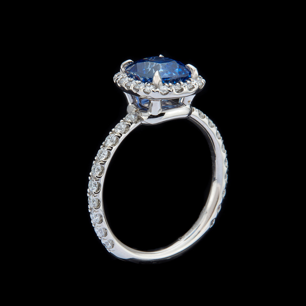 Unheated Ceylon Sapphire & Diamond Ring