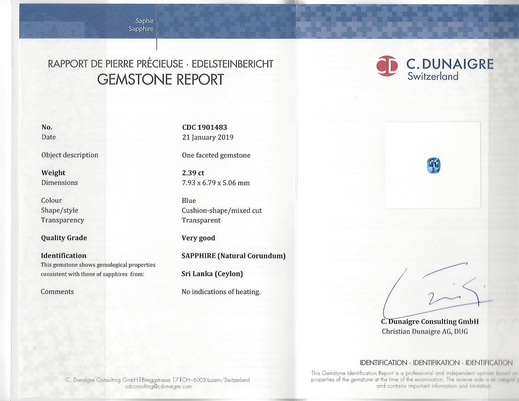 Unheated Ceylon Sapphire & Diamond Ring