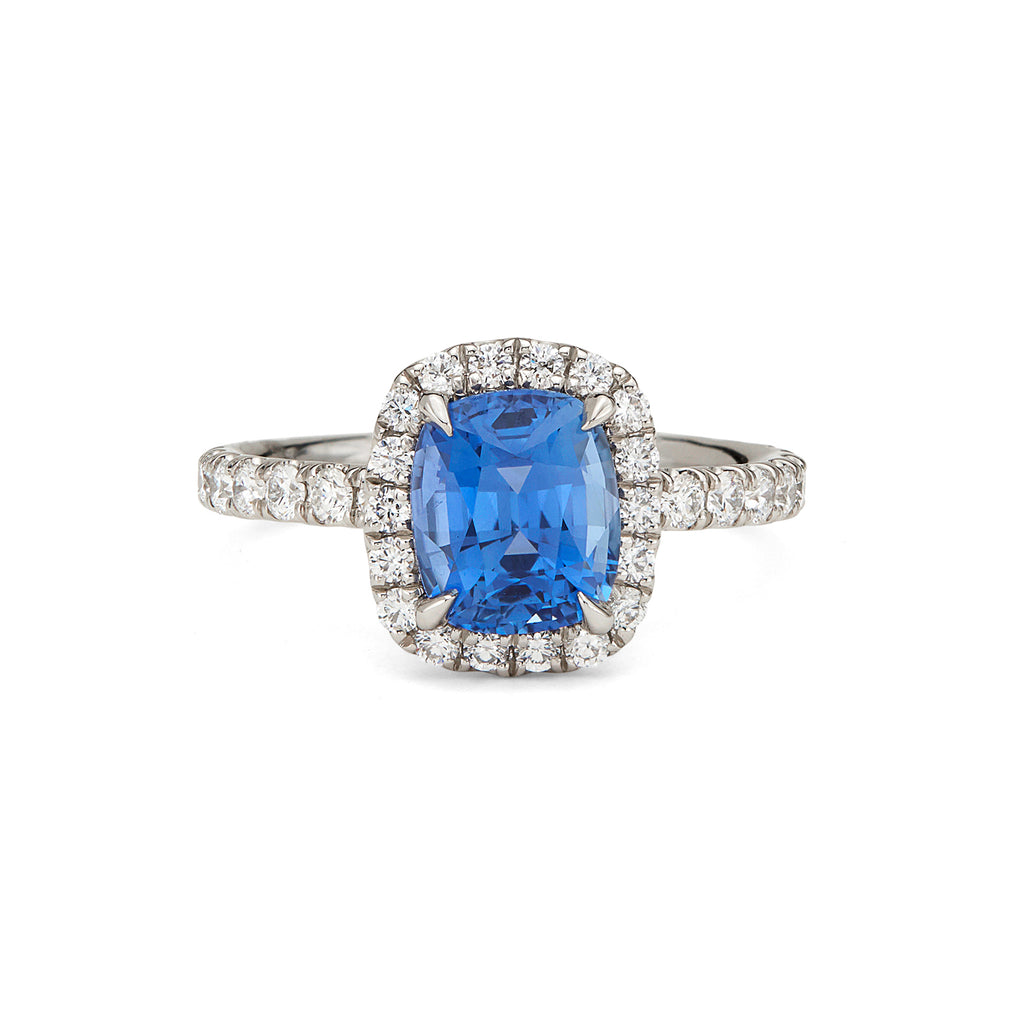 Unheated Ceylon Sapphire & Diamond Ring