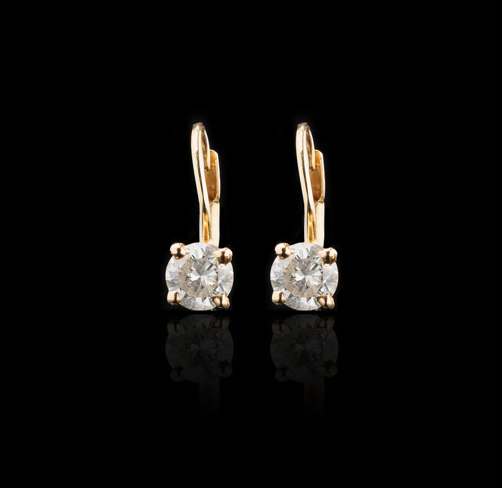 Diamond & 14k Gold Solitaire Earrings