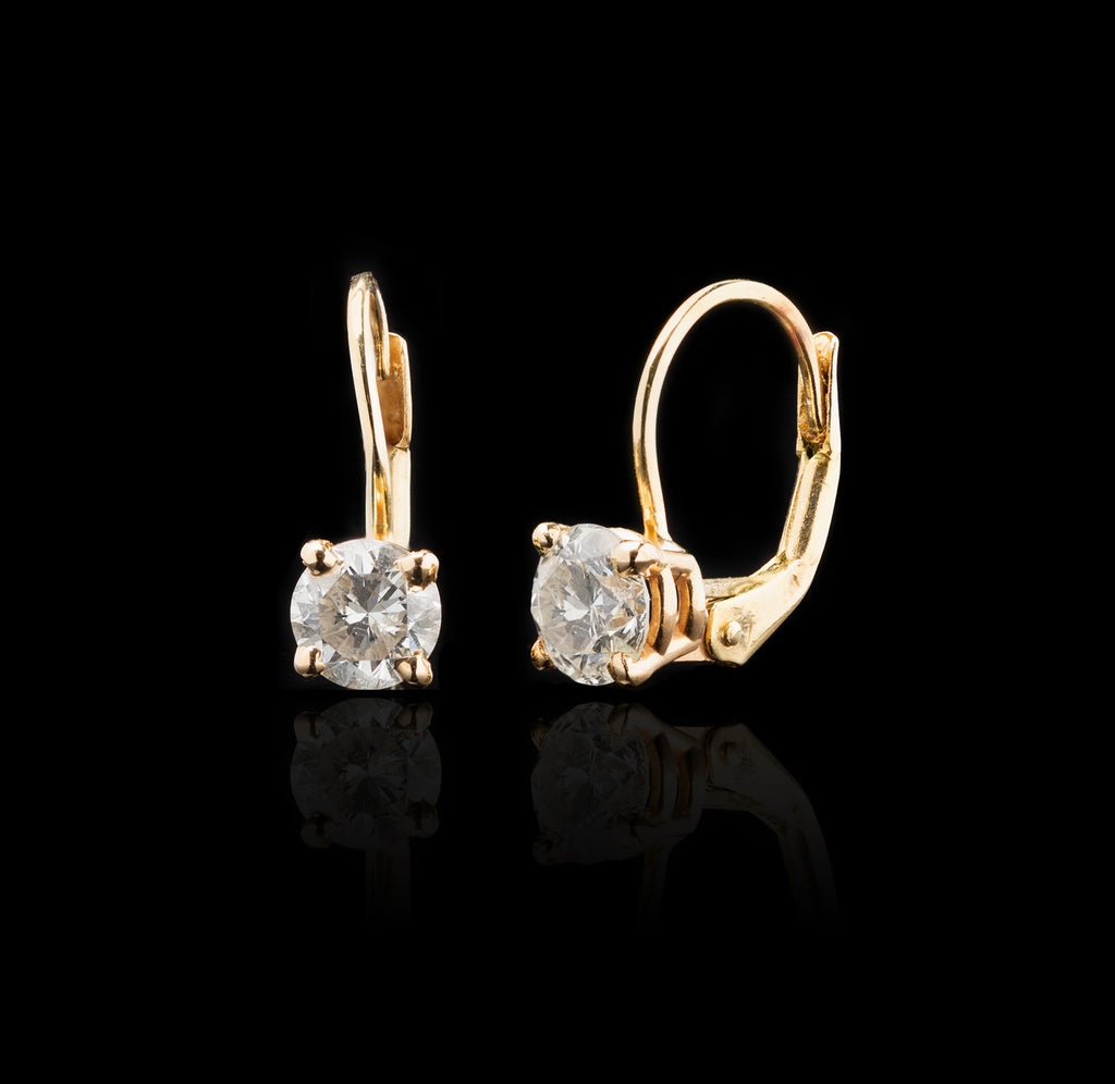 Diamond & 14k Gold Solitaire Earrings