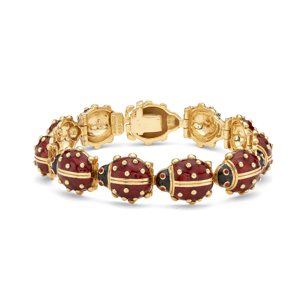 Hidalgo 18k Gold &  Enamel Lady Bug Bracelet