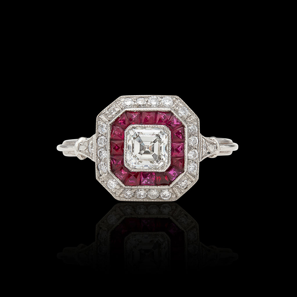 Art Deco Style Diamond & Ruby Ring