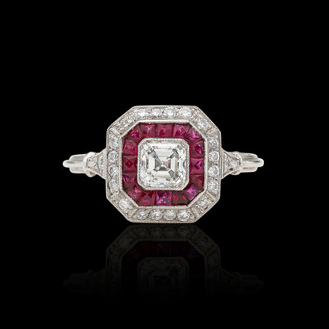 Art Deco Style Diamond & Ruby Ring