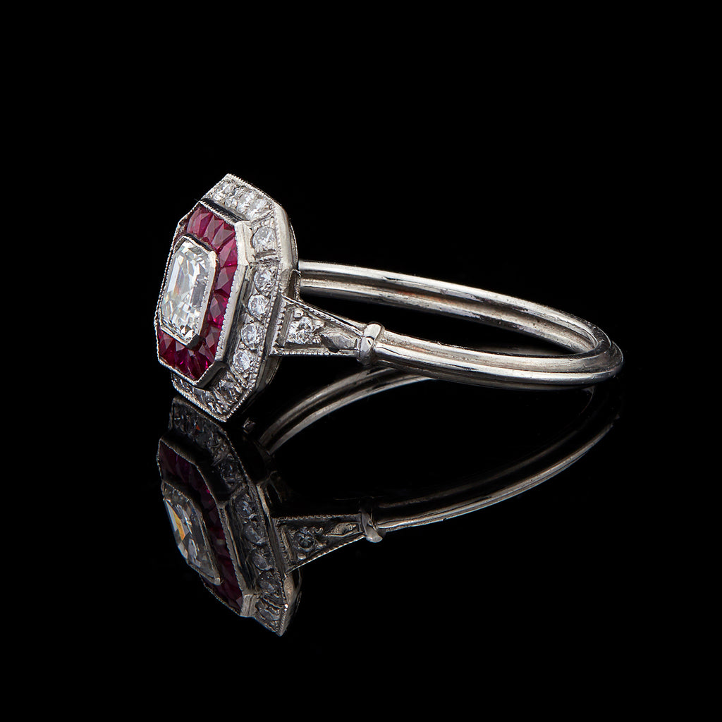 Art Deco Style Diamond & Ruby Ring