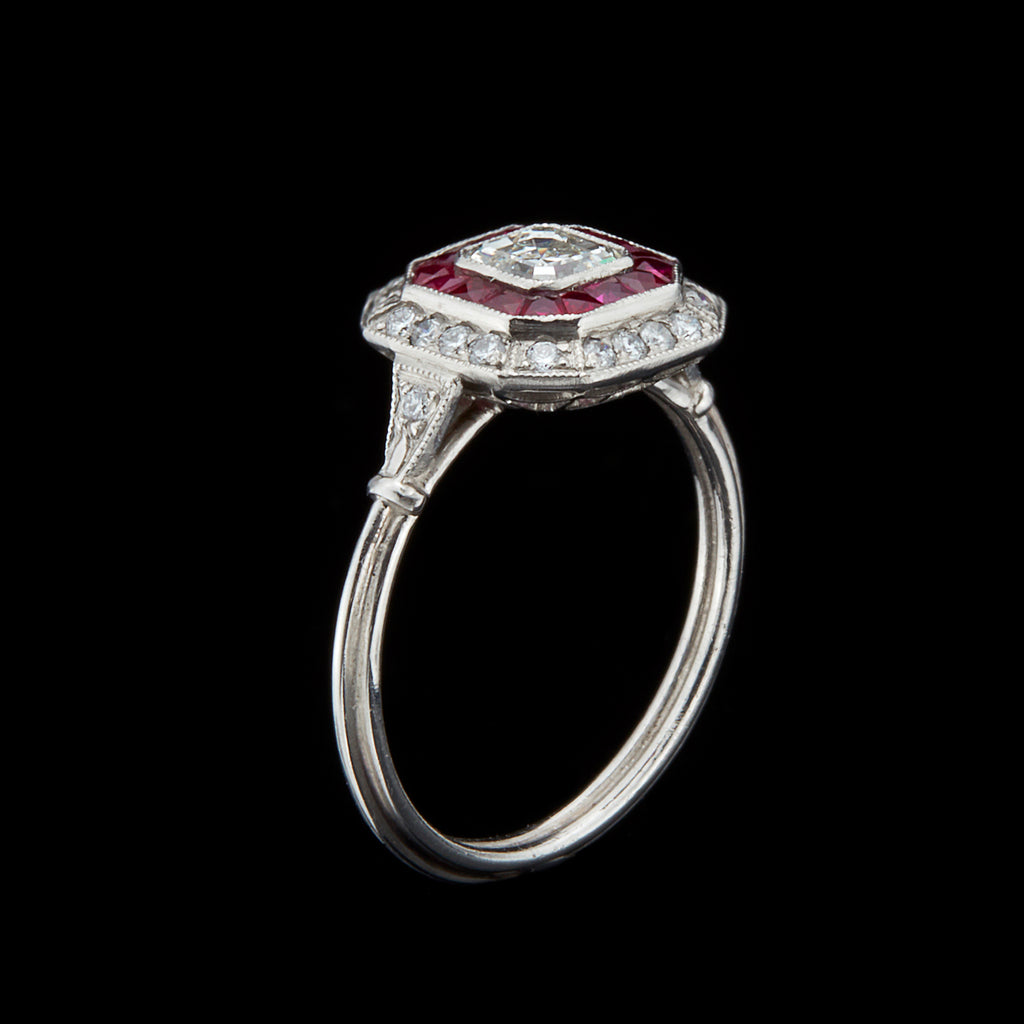Art Deco Style Diamond & Ruby Ring
