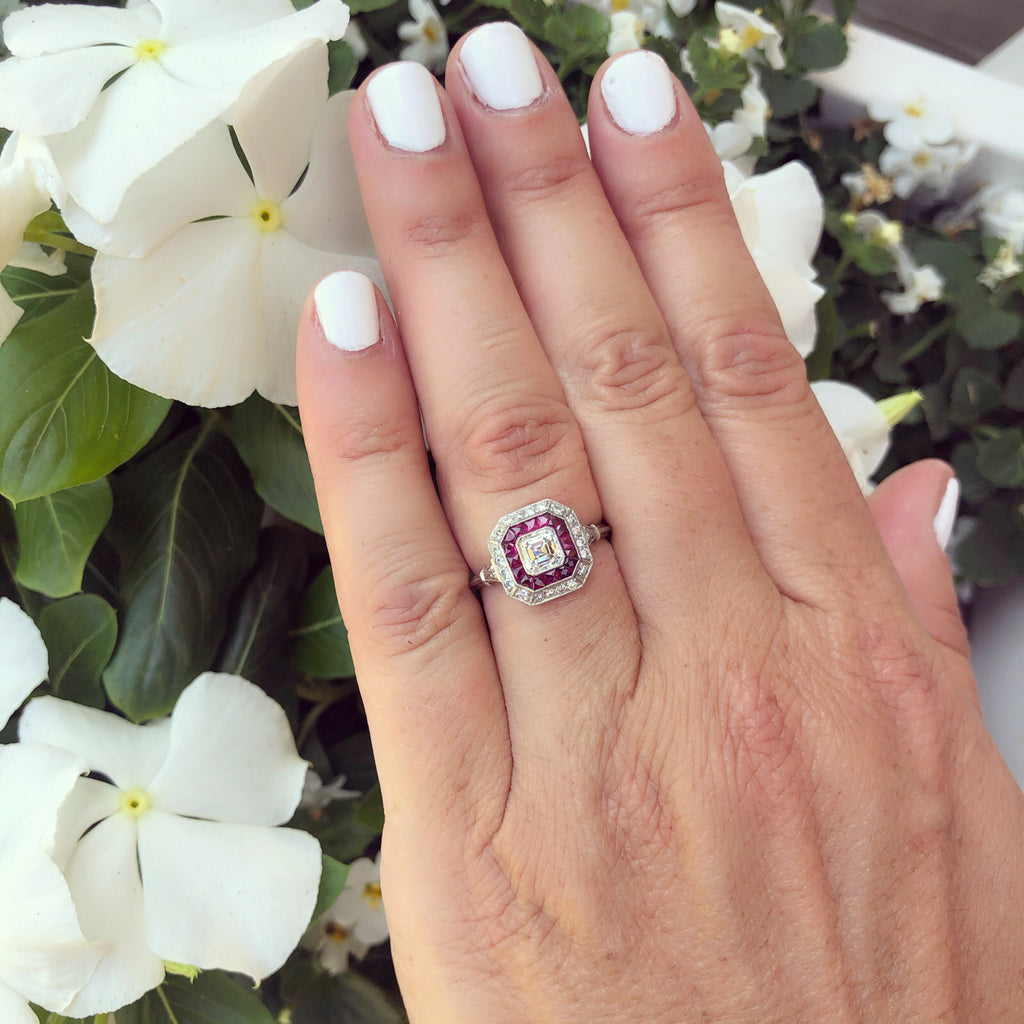 Art Deco Style Diamond & Ruby Ring