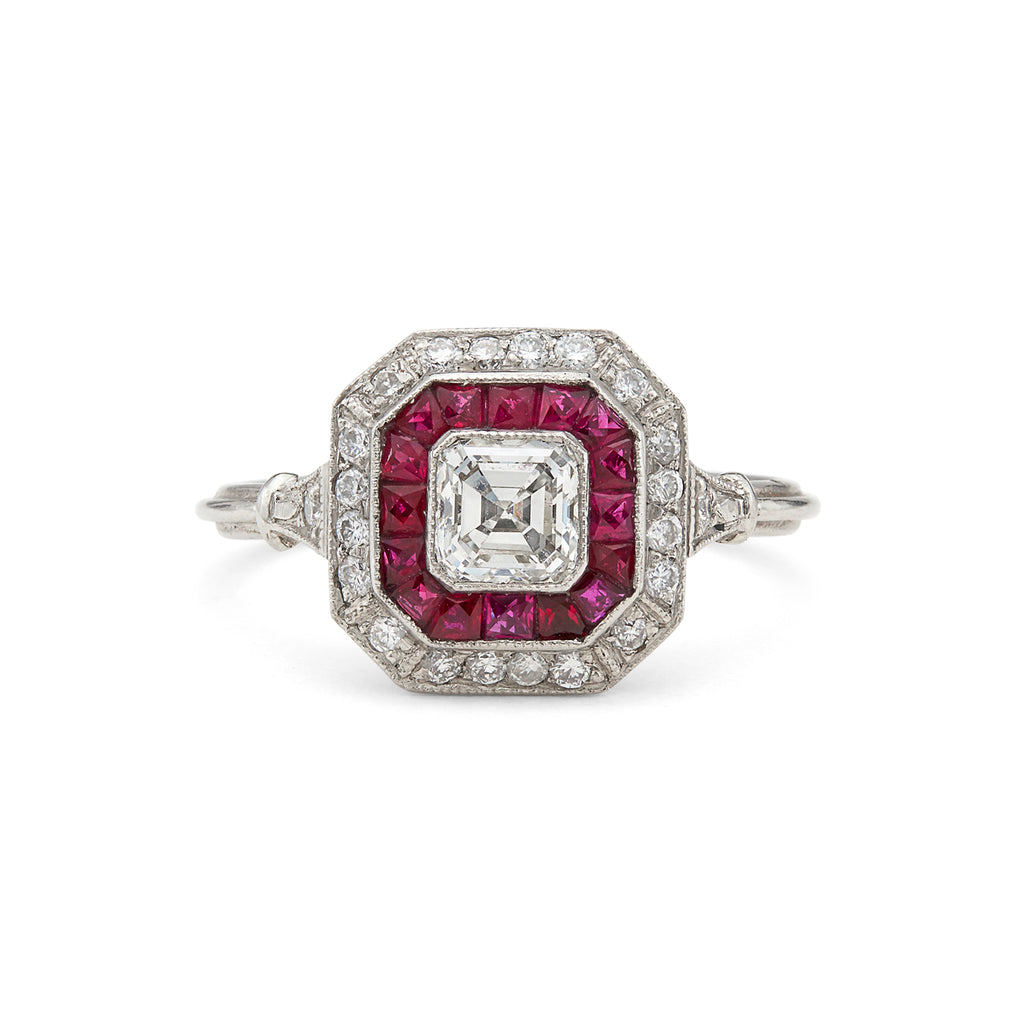 Art Deco Style Diamond & Ruby Ring