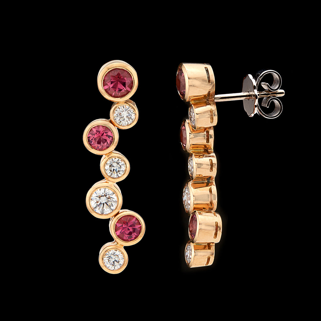 Hans D. Krieger Diamond & Pink Tourmaline Earrings