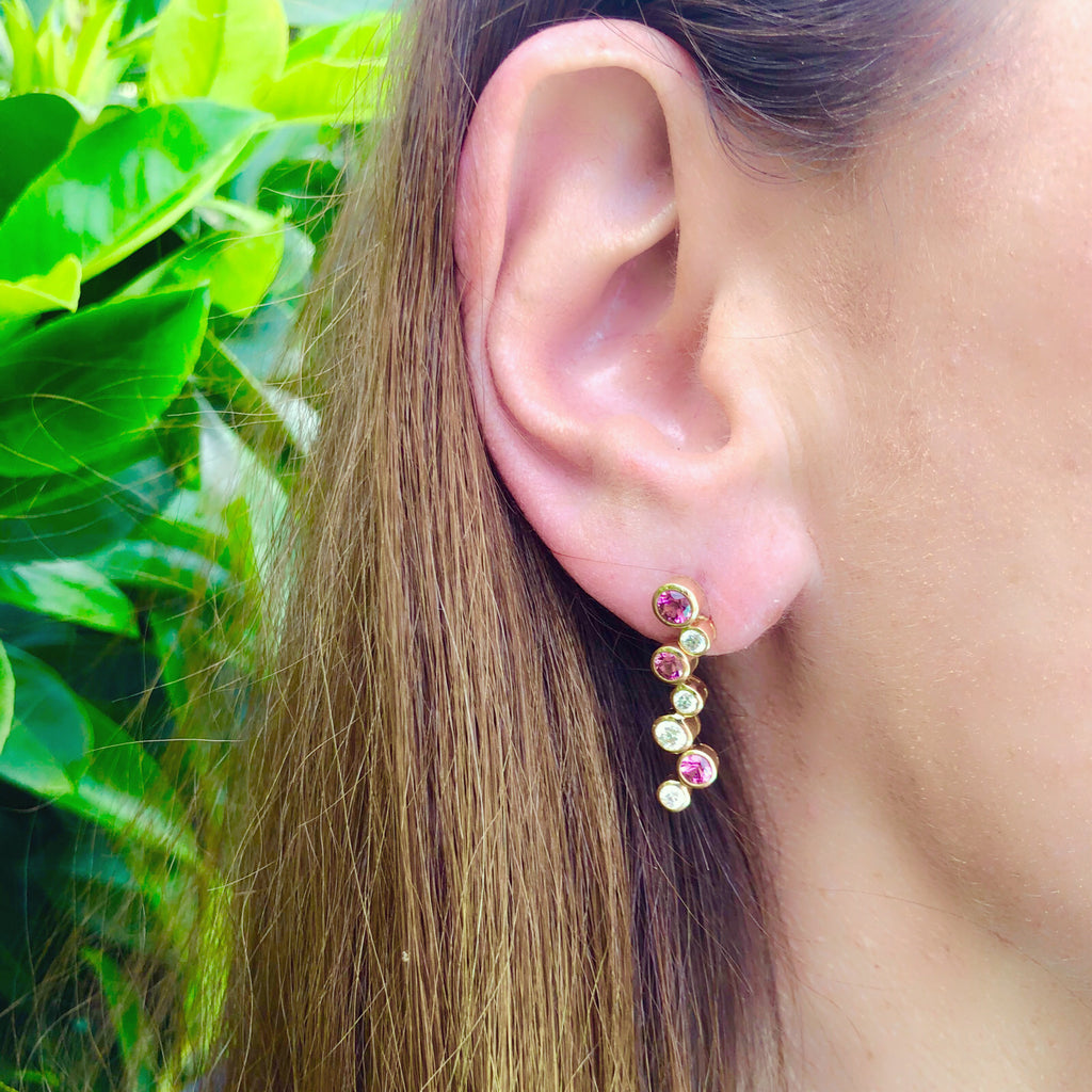 Hans D. Krieger Diamond & Pink Tourmaline Earrings