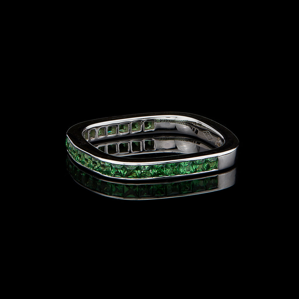 Salavetti Tsavorite Garnet & 18k White Gold Stacking Ring