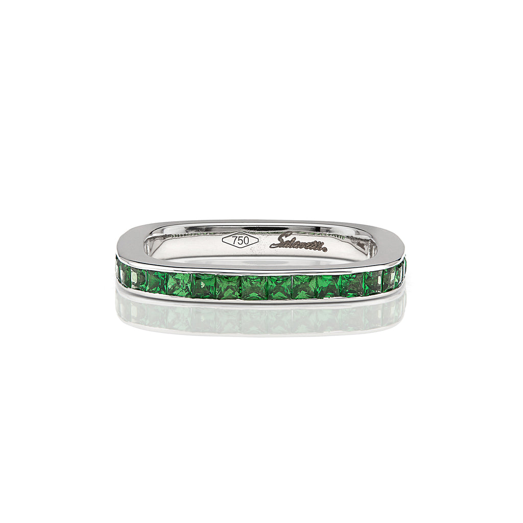 Salavetti Tsavorite Garnet & 18k White Gold Stacking Ring