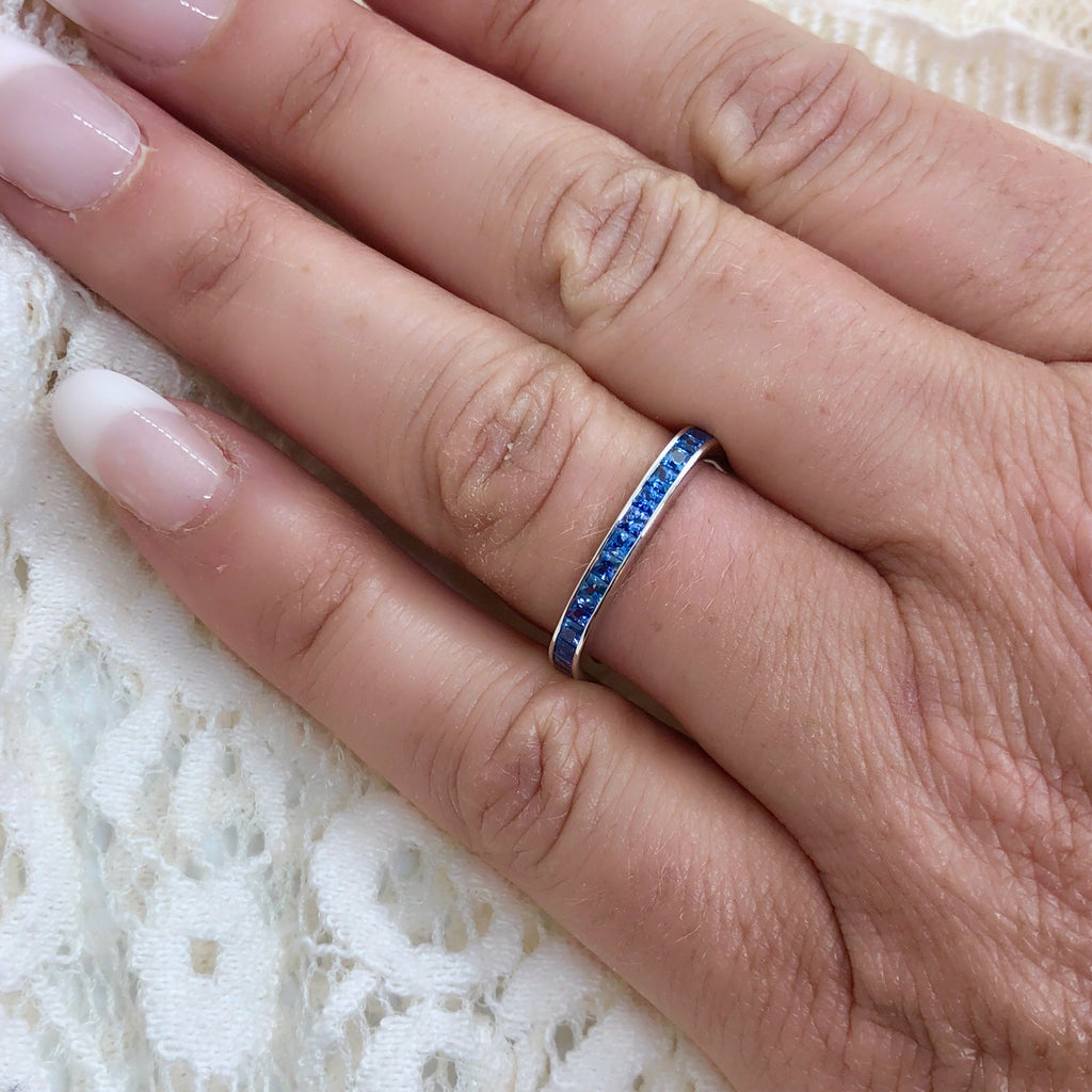 Salavetti Sapphire & 18k White Gold Stacking Ring
