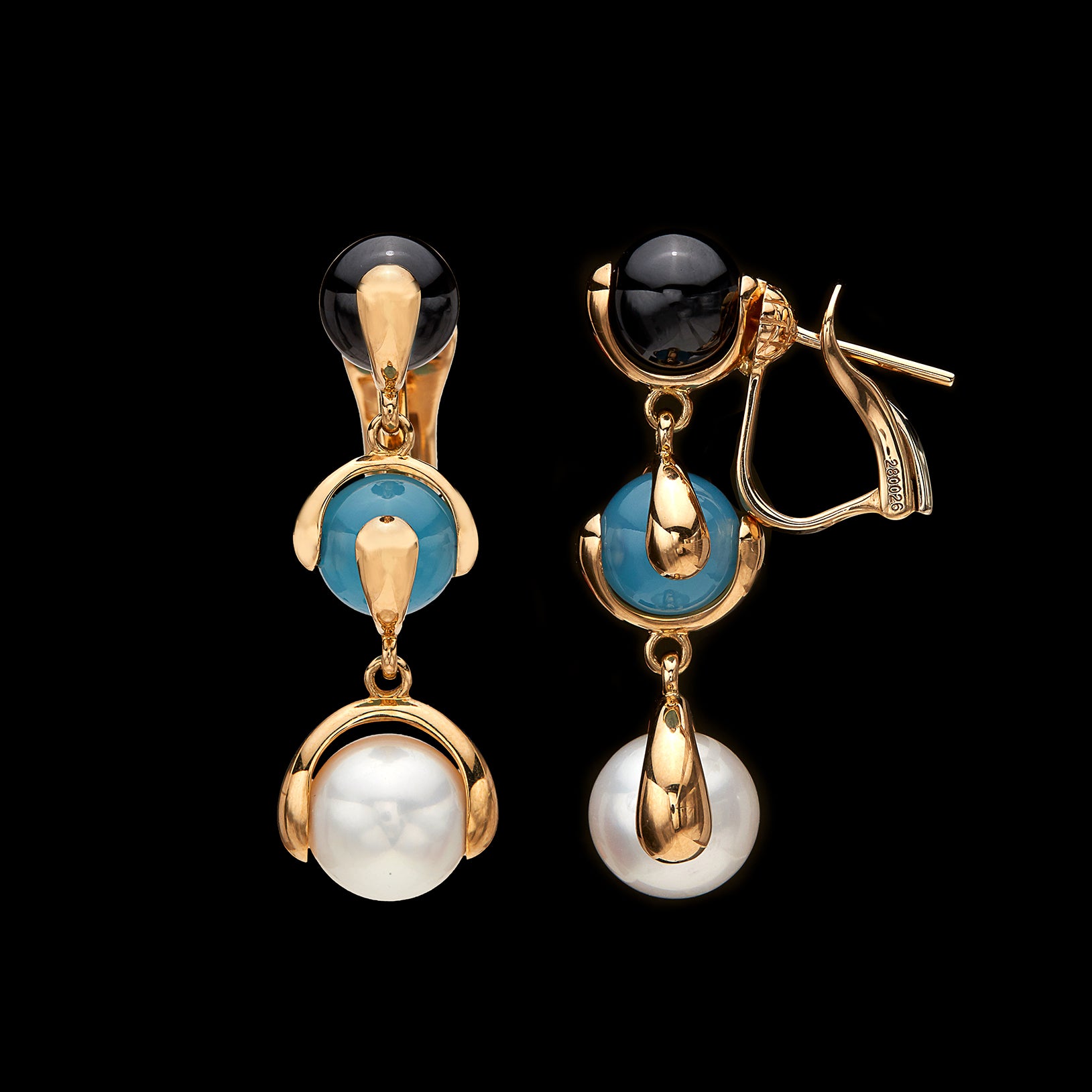 Marina Multi Gem-Set 18k Gold Earrings