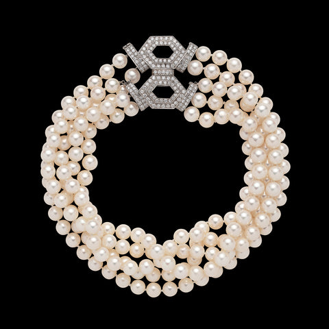 Cultured Pearl, Diamond and 18k White Gold Necklace by Trio