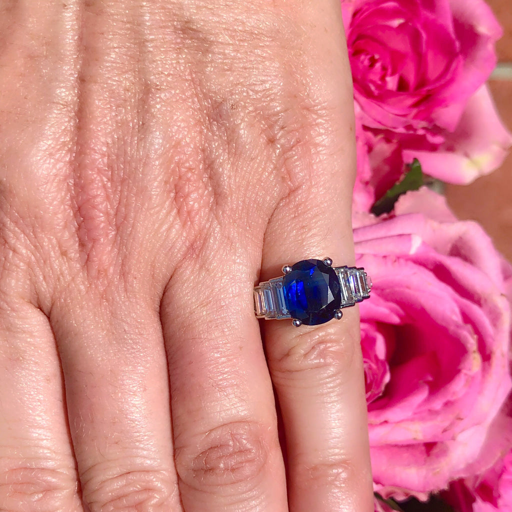 Elegant 4.21-ct. Unheated Sapphire & Diamond Platinum Ring