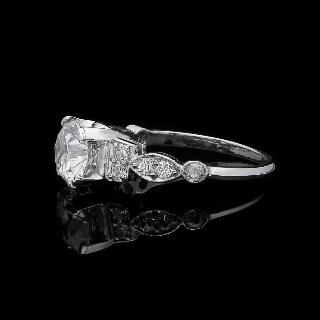 Estate 1.37-ct European Cut Diamond Engagement Ring