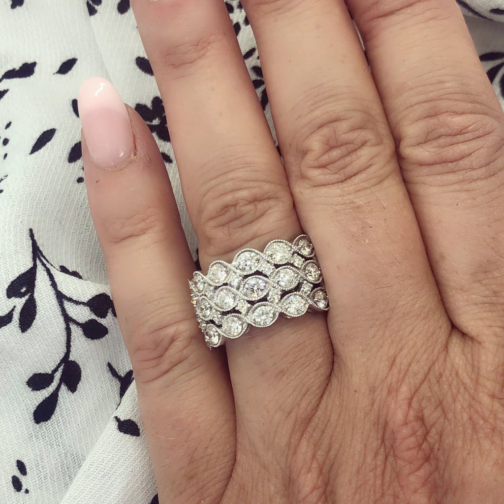 Fashionable Diamond & Gold "Stacked" Ring