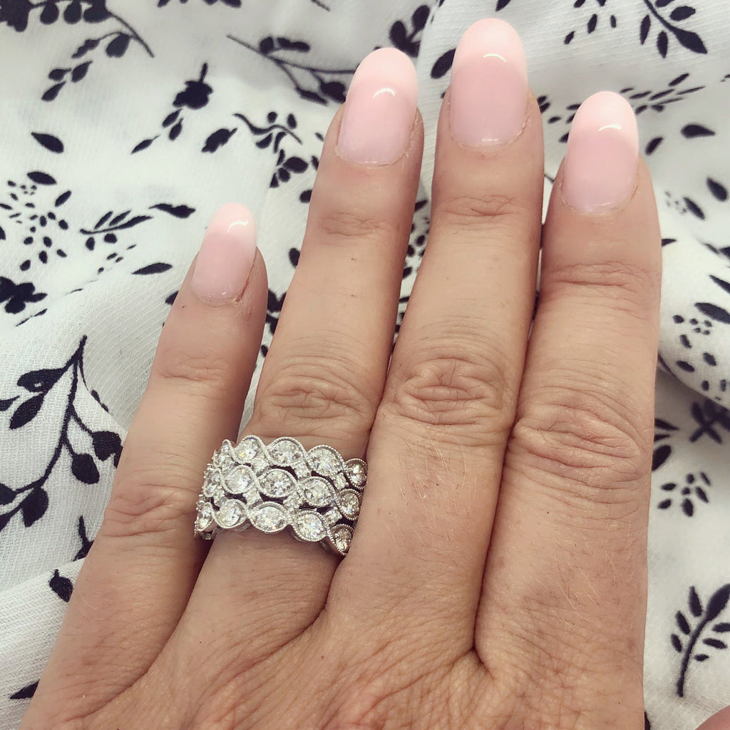 Fashionable Diamond & Gold "Stacked" Ring