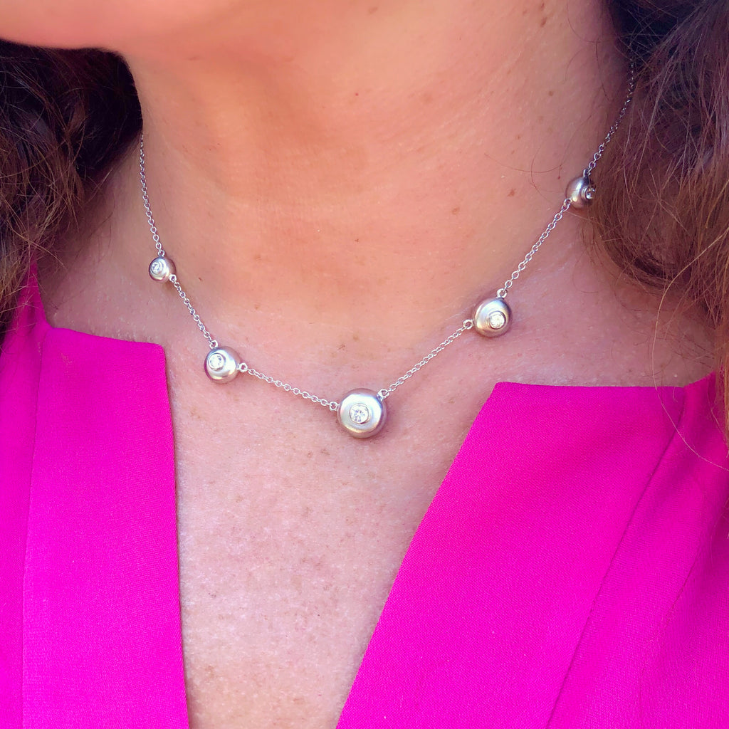 Diamond & Sapphire Reversible White Gold Necklace