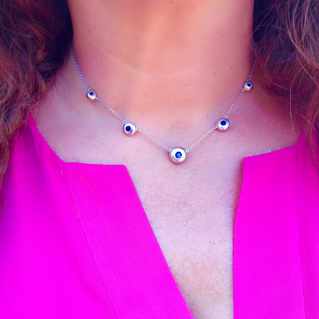 Diamond & Sapphire Reversible White Gold Necklace