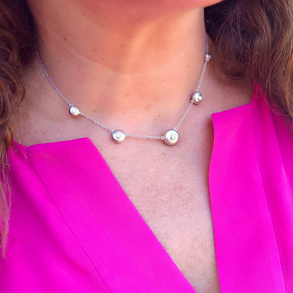 Diamond & Sapphire Reversible White Gold Necklace